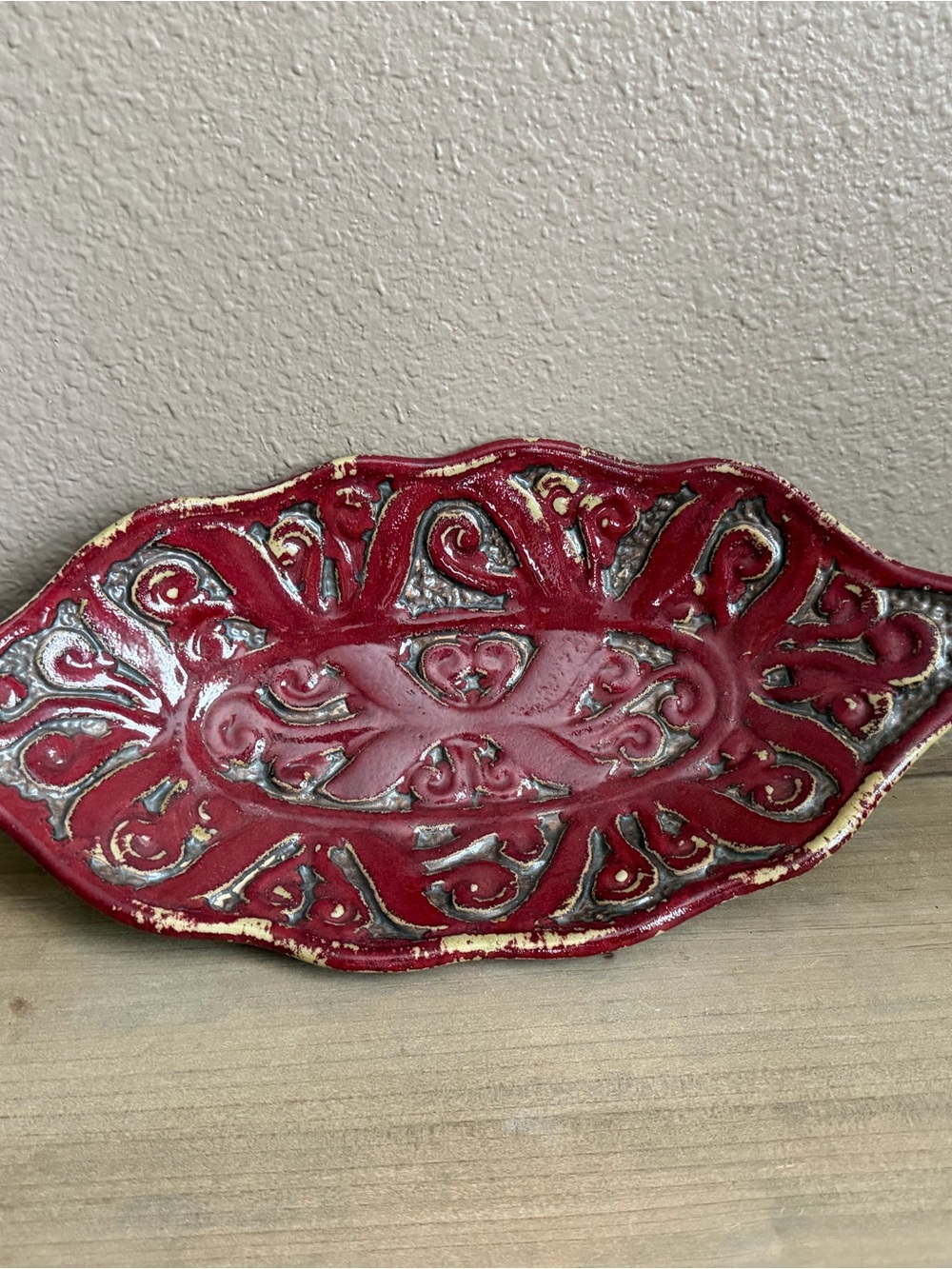 Red Decorative Ceramic Serving Tray